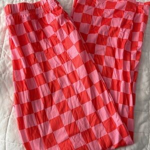 Womens Red and Pink Checkered Bottoms